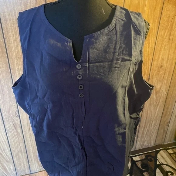 Misslook navy blue cotton tank top - Picture 1 of 3